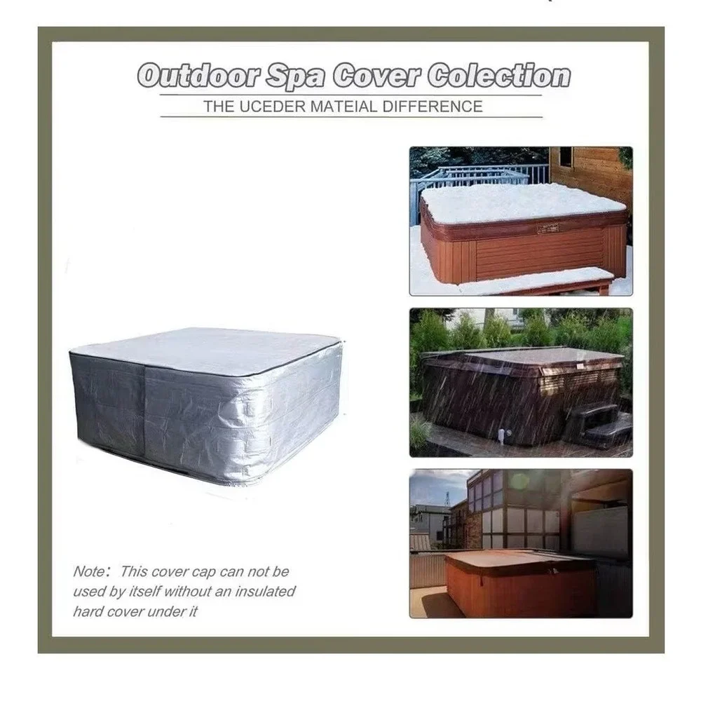 Uceder Silver‎ Outdoor Spa Cover Waterproof Sunproof Hot Tub Square 110
